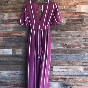 Maroon and white striped jumper